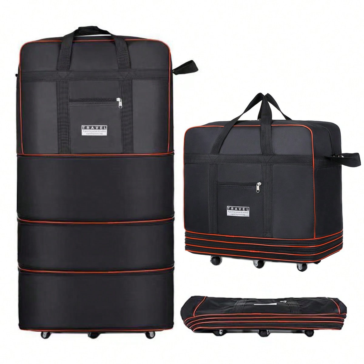Black Collapsible Rolling Trav - Foldable Rolling Luggage Bag review and price