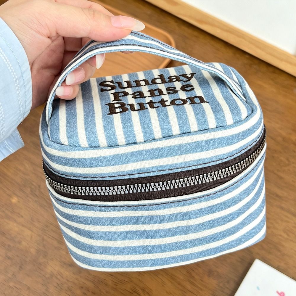 Portable Blue White Striped Sq - Cosmetic Bags review and price
